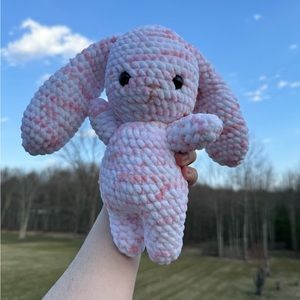 Pink and white bunny amigurumi stuffed animal
